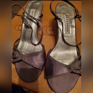 Womens Shoes Caparros Satin Rhinestone Jeweled Heels Size 9.